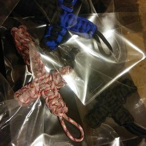 Paracord crosses with hoop for necklace atttachmen